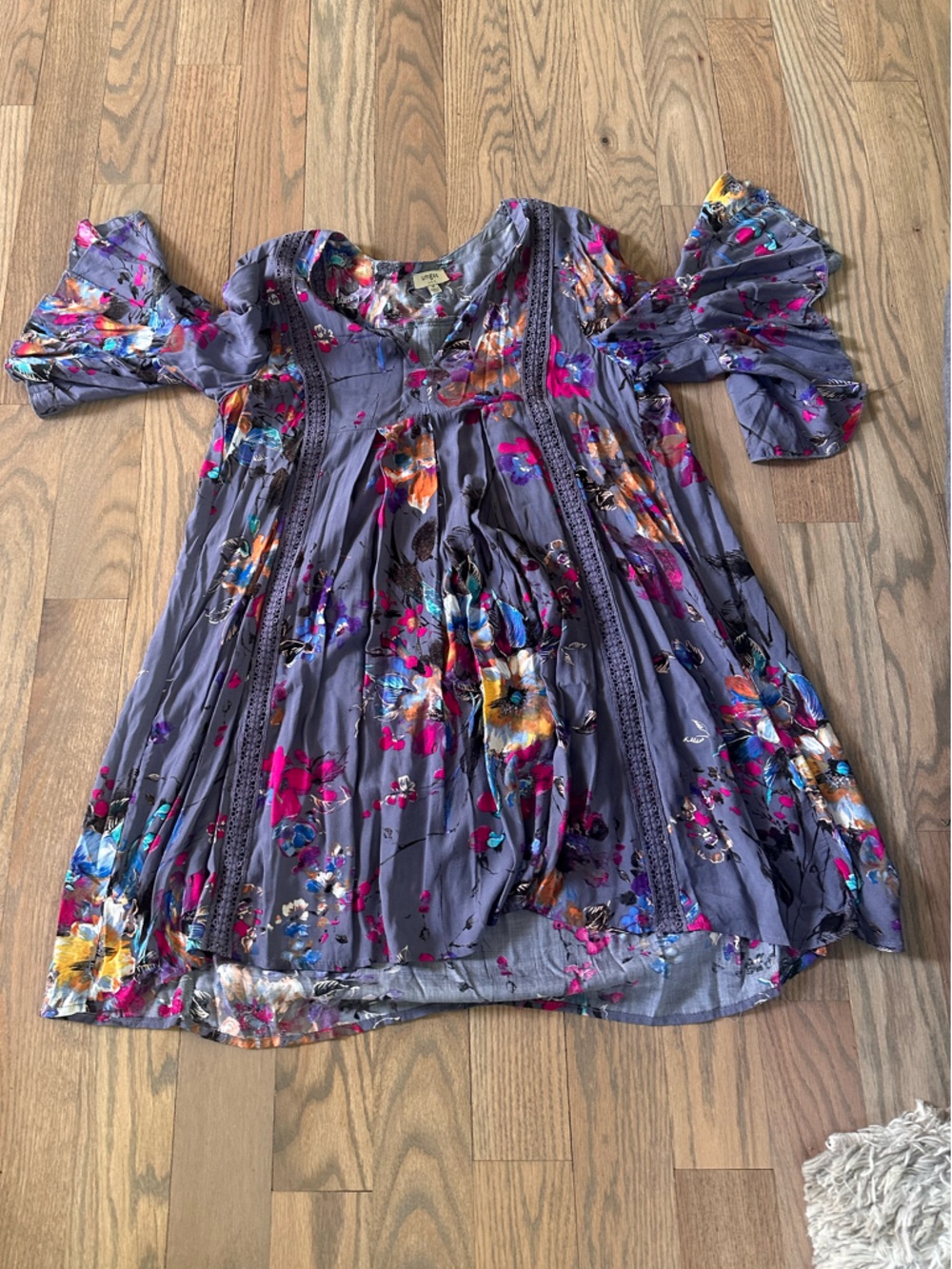 Umgee Purple Floral Mini Dress with Multicolor Blooms
